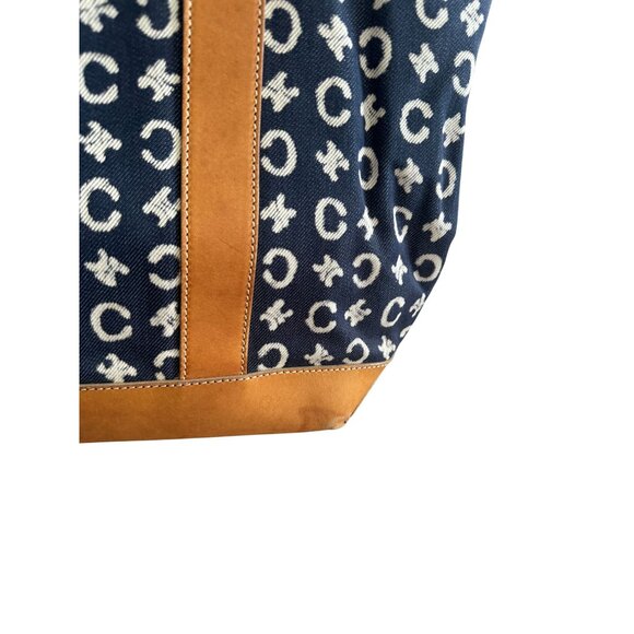 CELINE Vintage Tan Blue Macadam Tote Shoulder Bag - Picture 16 of 16